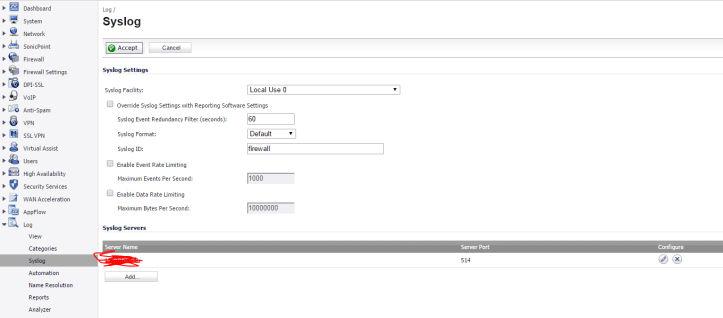 sonicwall syslog